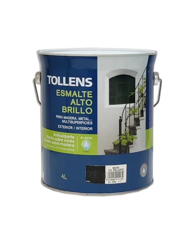 Tollens - esmalte al agua alto brillo tollens 4 lt (negro)