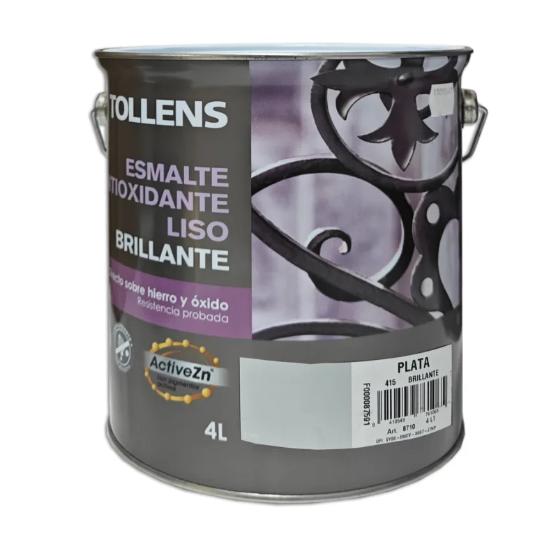 Esmalte antioxidante liso brillante 4 lt (gris plata 415)