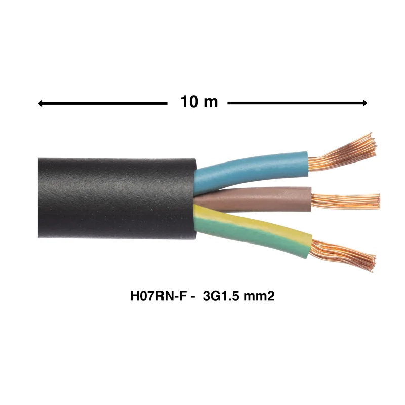 Cable eléctrico 3g 1.5mm2 lexman h07rn-f de 10 m