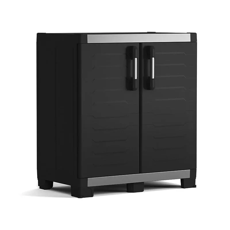 Armario bajo garaje keter 2 estantes compacto negro resistente al aire libre cm89x54 99h