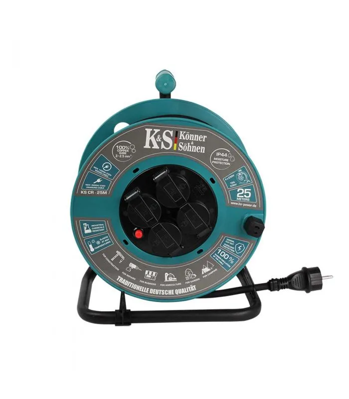 El tambor de cable de extensión ks cr-25m con una longitud de cable de 25 metros