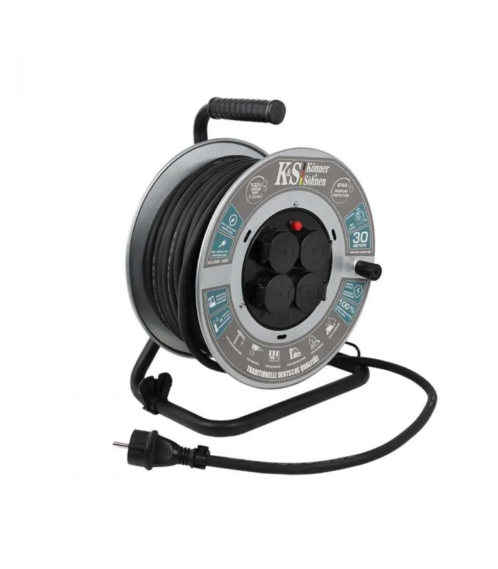 El tambor de cable de extensión ks crm-30m con una longitud de cable de 30 metros