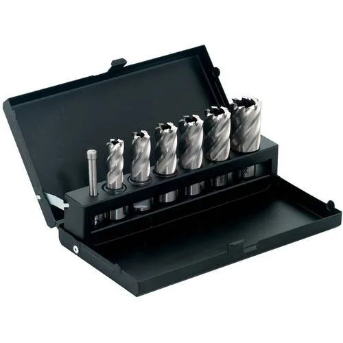 Metabo 626624000 set 6 brocas huecas para taladro electromagnético hss incluye espiga centrado d(14 16 18 20 22 26) mm