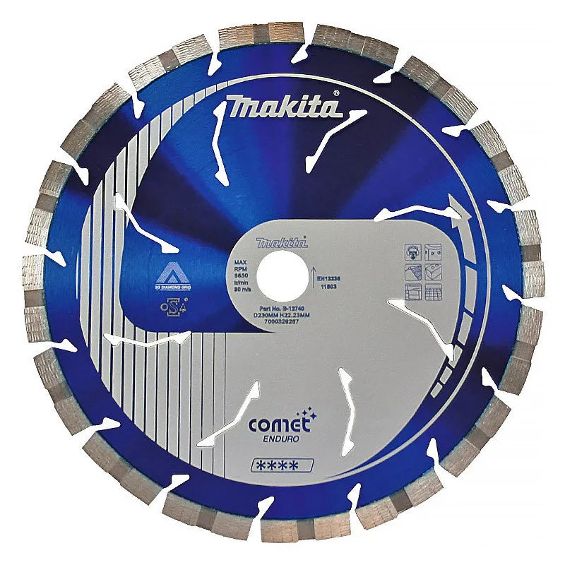 Makita b-12784 - disco de diamante comet 230x2223 segmento 10 mm 3ddg con rapide con aberturas refrigeracion