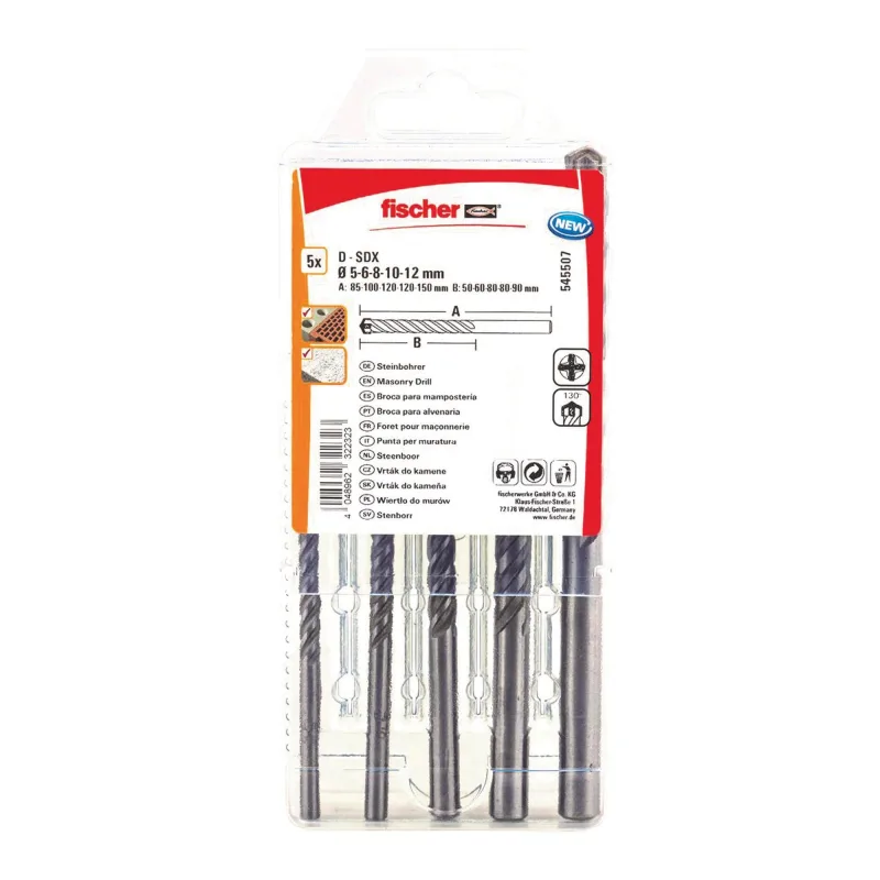 5 brocas para homigón ø 5/6/8/10/12 mm fischer