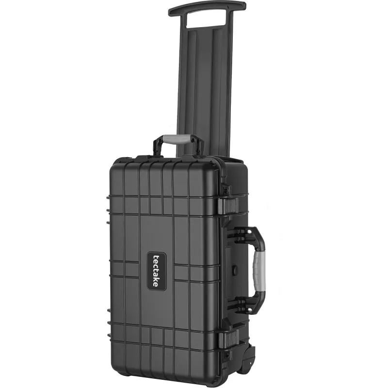 Maletín de transporte de polipropileno con ruedas y asa telescópica, repelente al agua, 34,5 x 23 x 56 cm, negro tectake