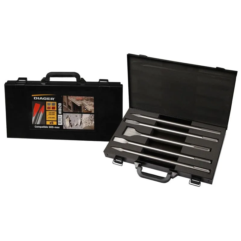 Juego de puntas y cinceles diager sds max - 5 piezas - 315c