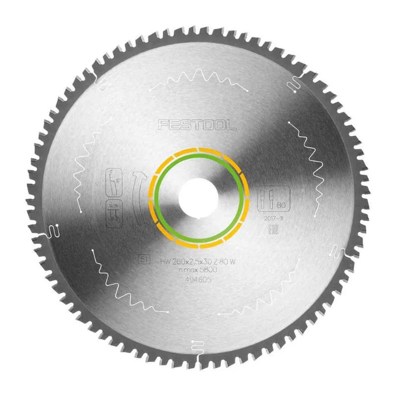 Festool hoja de sierra de diente fino 260x2,5x30 w80