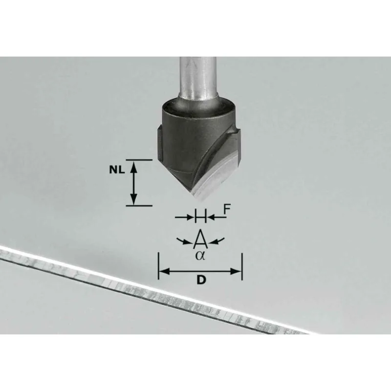 Festool fresa para ranuras en v hw s8 d18-90°/alu