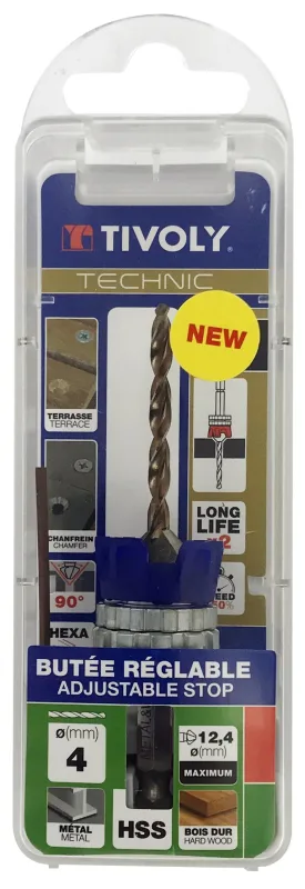 Broca+avellanador tivoly hss madera/metal 3mm