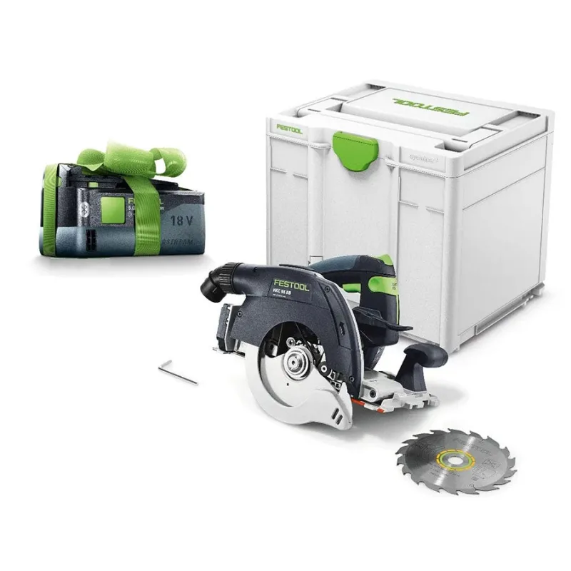 Scie circulaire à capot basculant sans fil hkc 55 eb-basic-5,0 - festool - avec 1 batterie 18v 5.0ah - systainer - 577034