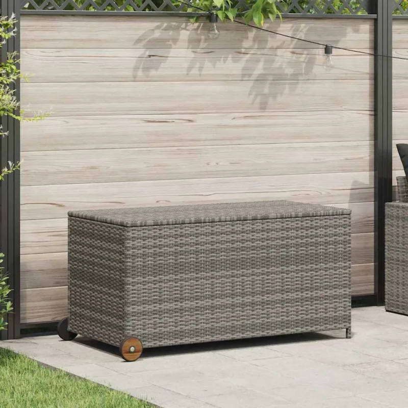 Maison exclusive - caja almacenaje jardín ratán sintético gris claro 120x65x61 cm