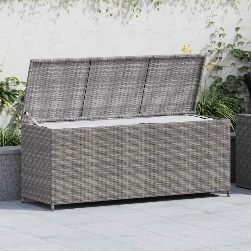 Maison exclusive - caja de almacenaje de jardín ratán sintético gris 150x50x60 cm