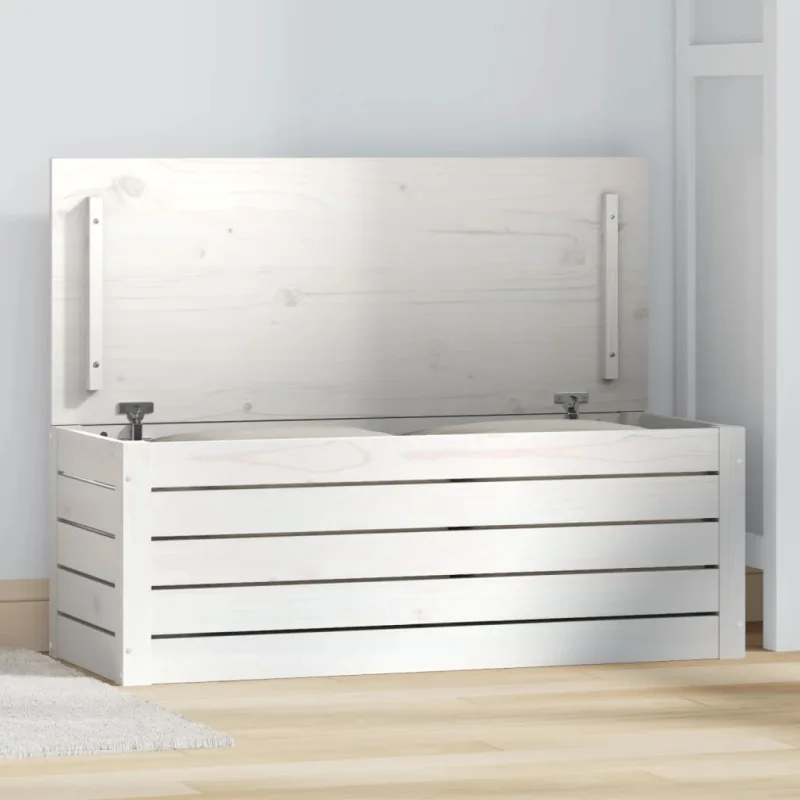 Maison exclusive - caja de almacenaje madera maciza de pino blanco 89x36,5x33 cm