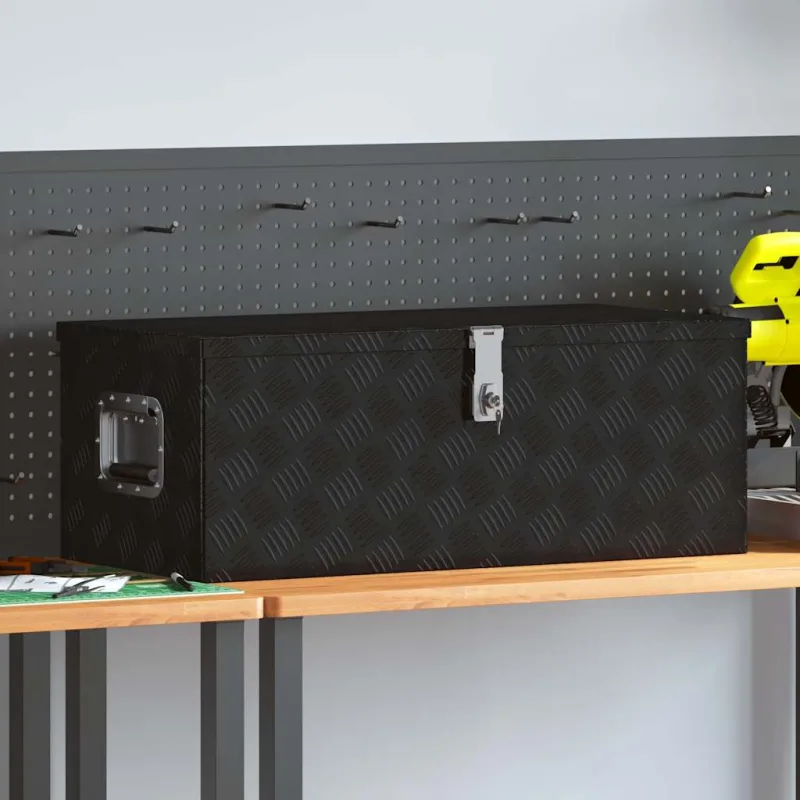 Maison exclusive - caja de almacenaje de aluminio negro 80x39x30 cm