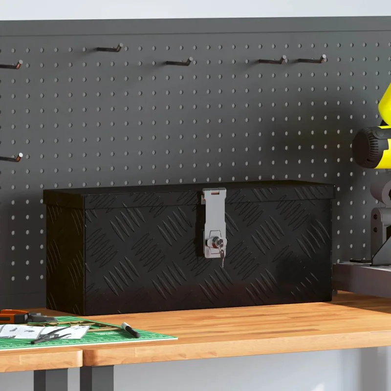 Maison exclusive - caja de almacenaje de aluminio negro 50x15x20,5 cm