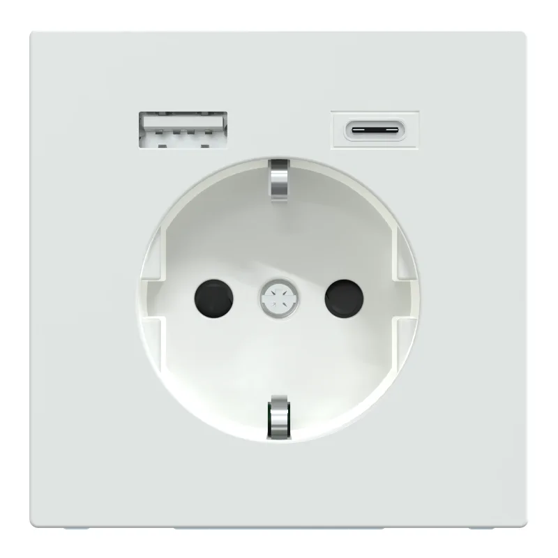 Enchufe doble schuko schneider electric d-life usb a+c blanco
