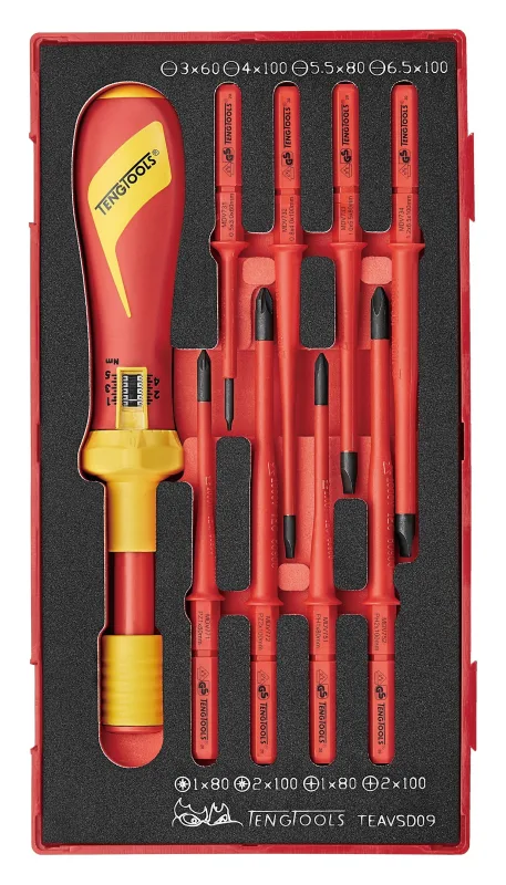 Juego de destornillador dinamometrico aislado teavsd09 - eva 9 piezas 285180105