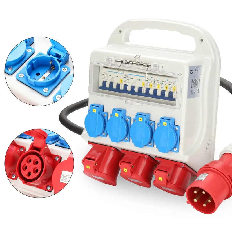 Caja de distribución de corriente monofásica mural 2x400v-16a 1x400v-32a 4x230v schuko site electrical box