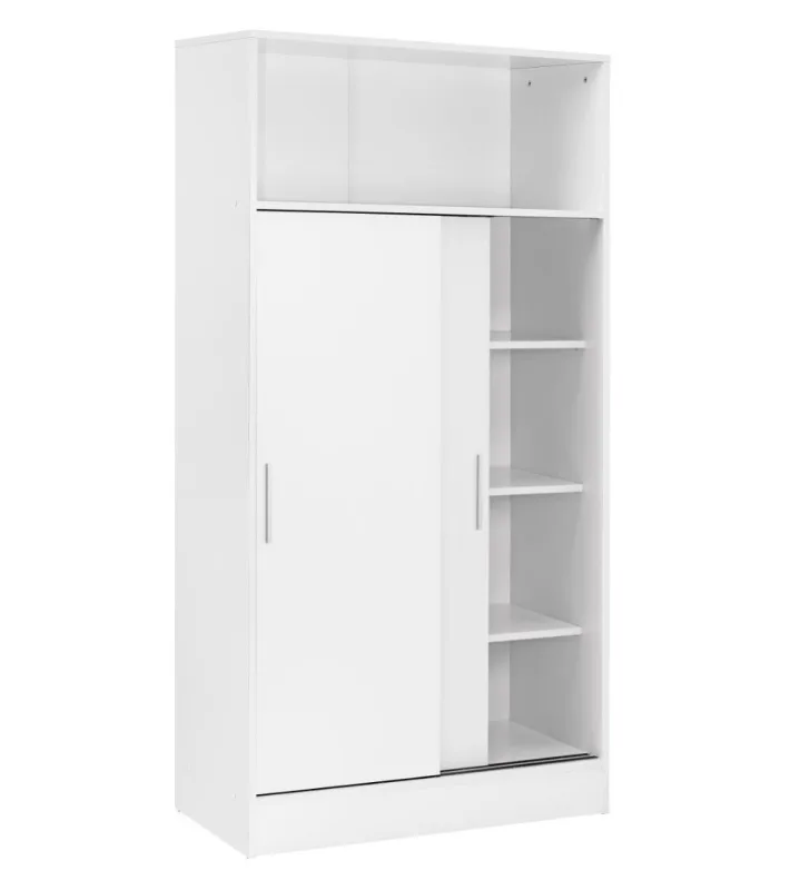Buyqualia armario despensa hogar multiusos de gran capacidad con puertas correderas en color blanco (alto 157 / ancho 82 / fondo 38) cm