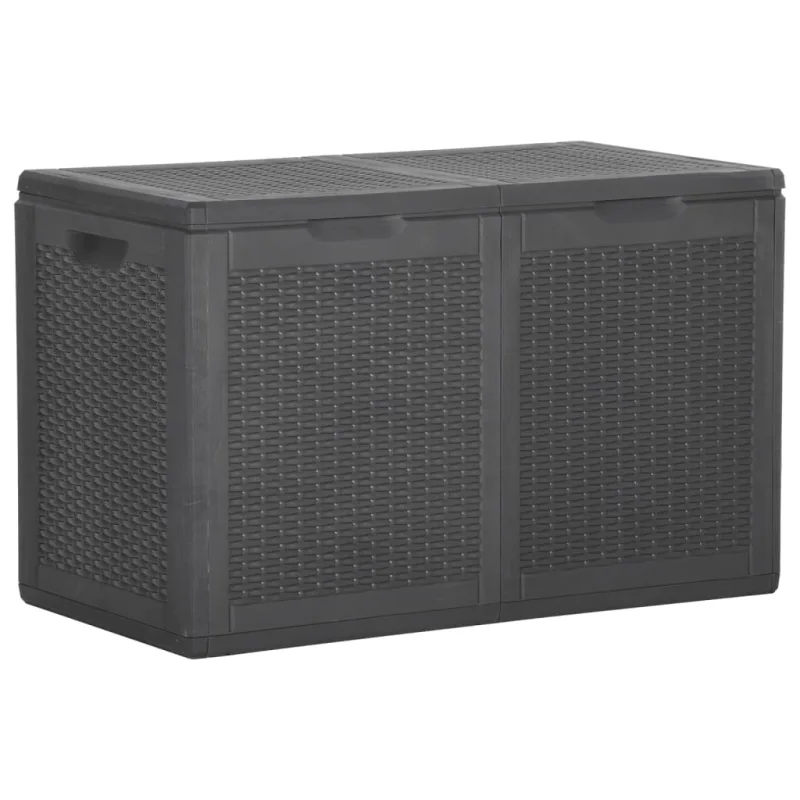 Caja de almacenamiento de jardín 180 l ratán pp negro