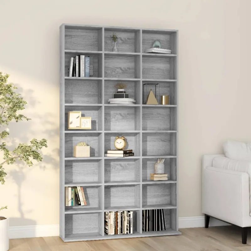 Mueble cd sonoma gris 102x23x177,5 cm madera contrachapada