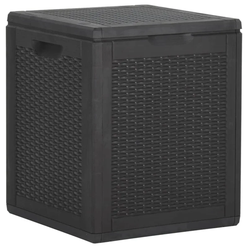 Caja de almacenamiento de jardín 90 l ratán pp negro