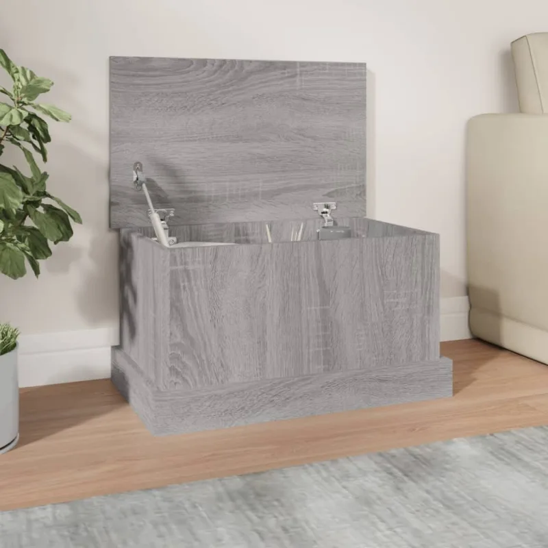 Caja de almacenamiento sonoma gris 50x30x28 cm madera contrachapada