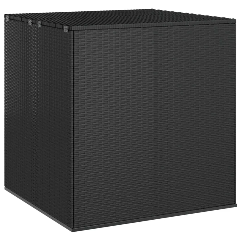 Caja de cojines de jardín resina tejida 100x97,5x104 cm negro