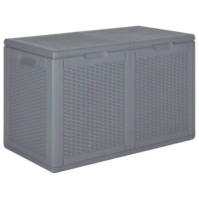 Caja de almacenamiento de jardín de ratán pp gris 180 l