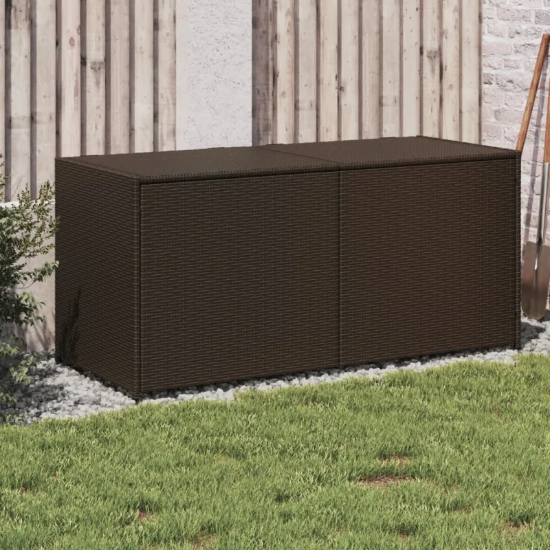 Caja de almacenamiento de jardín marrón 283l resina tejida