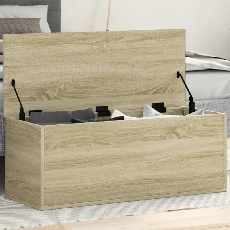 Caja de almacenaje roble sonoma 90x35x35 cm madera contrachapada