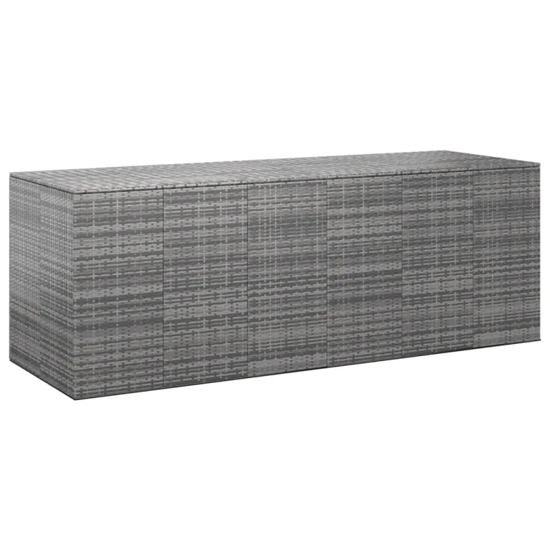 Caja de cojines de jardín resina tejida 291x100,5x104 cm gris