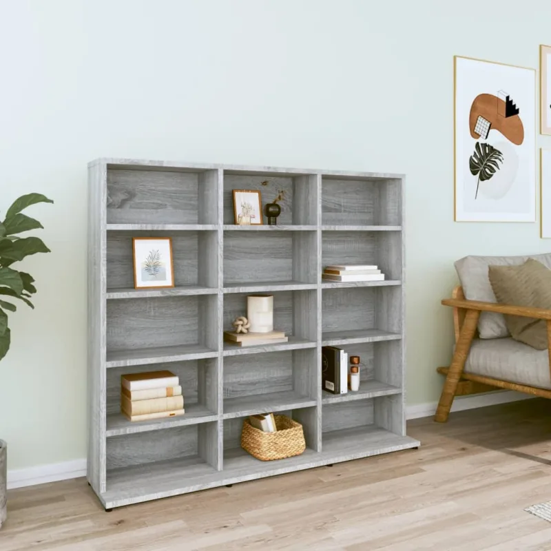 Mueble cd sonoma gris 102x23x89,5 cm madera contrachapada