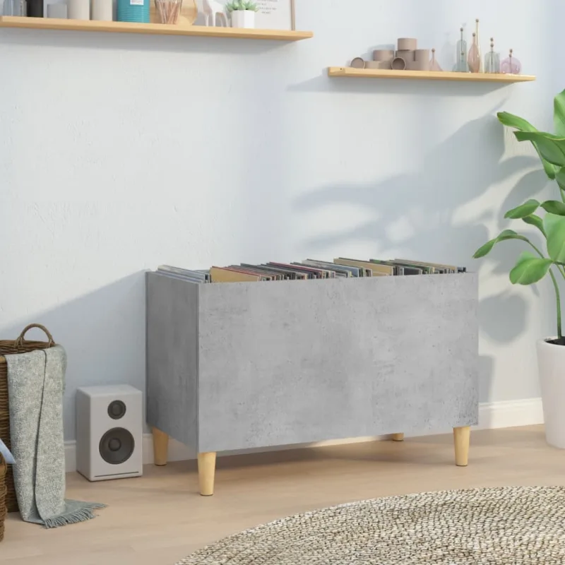 Mueble para discos gris hormigón 74,5x38x48 cm de madera contrachapada