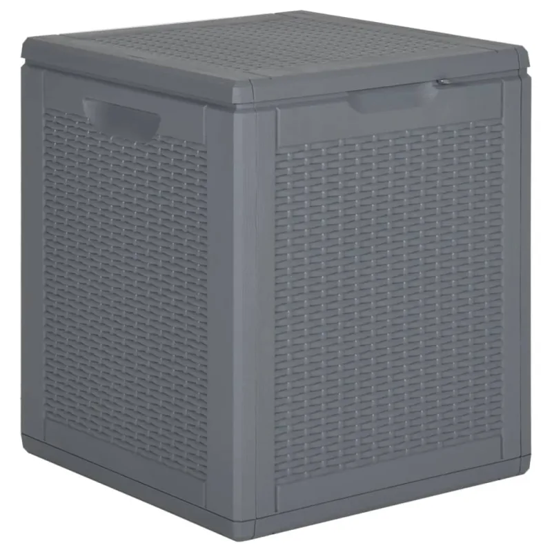 Caja de almacenamiento de jardín de ratán pp gris 90 l