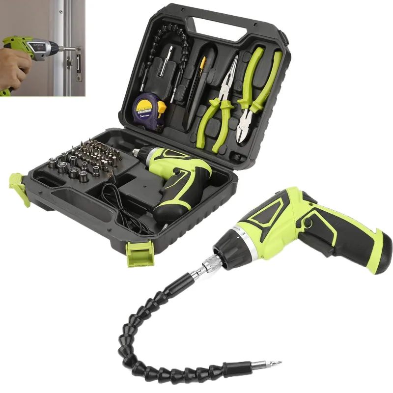 Juego de destornilladores de 7,2 v, taladro universal, interruptor giratorio con par 6+1, 28 puntas y cargador para taladrar carpintería