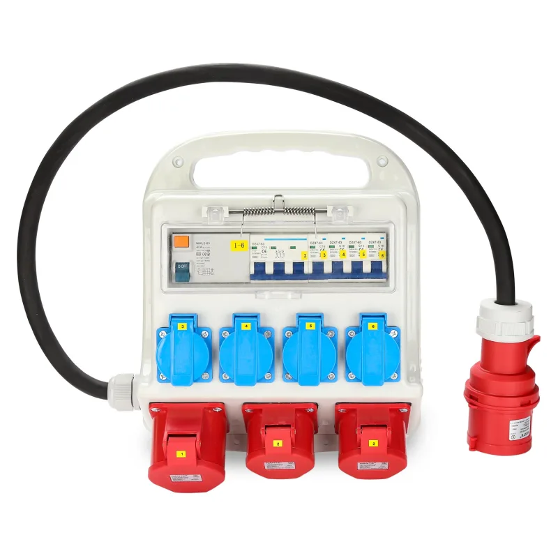 Caja de distribución de corriente monofásica de pared 2x400v-16a 1x400v-32a 4x230v schuko(rccb)