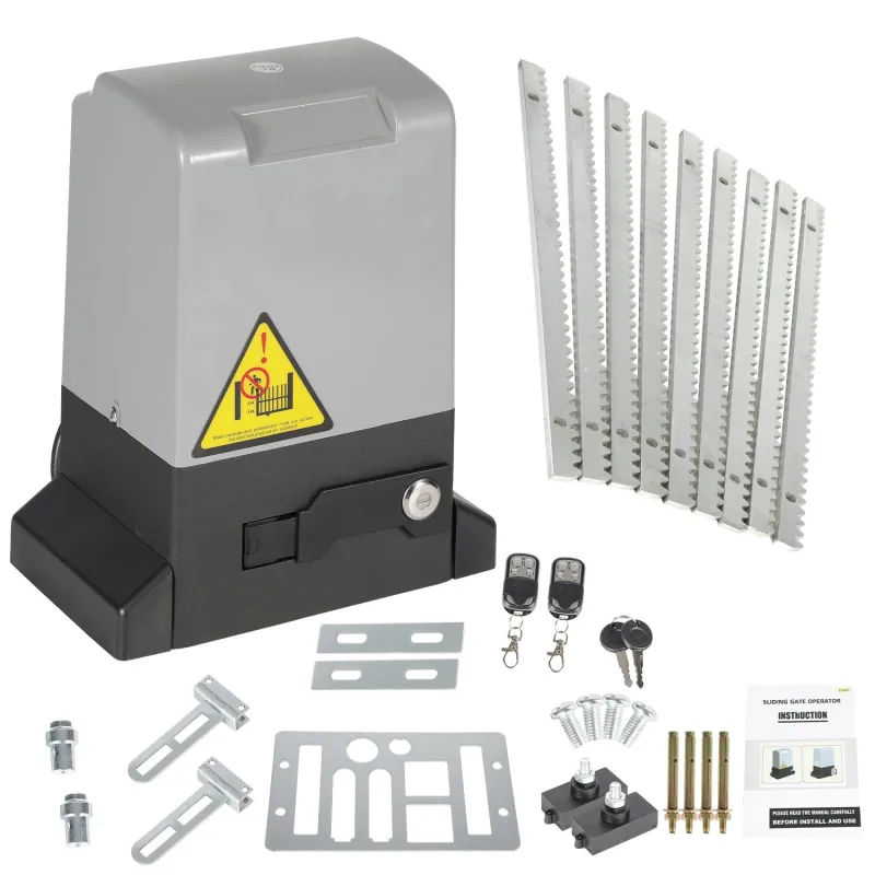 Motorreductor para cancelas correderas 370w y patio hasta 800kg apto para cancelas de garaje con mando a distancia y llave