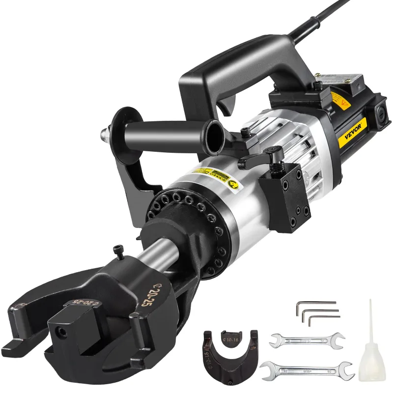 Dobladora eléctrica vevor de barras de refuerzo 1500 w, máquina hidráulica portátil, doblado 0-90°, 10-25 mm, con maletín