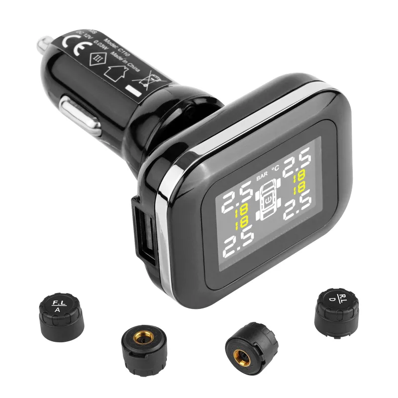 Tpms con 4 sensores,vevor sistema de control de presión de neumáticos de 0,5-6 bar,sistema de alarma inalámbrico para coche,5 modos de alarma
