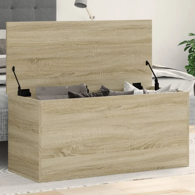 Caja de almacenaje roble sonoma 100x42x46 cm madera contrachapada