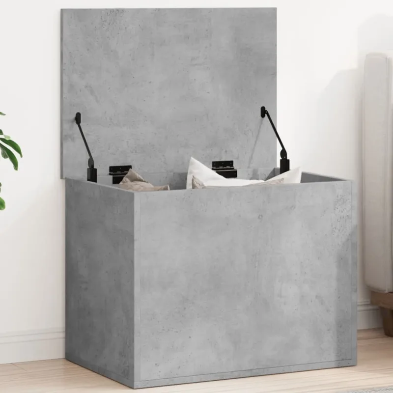 Caja de almacenamiento gris hormigón 60x42x46 cm de madera contrachapada