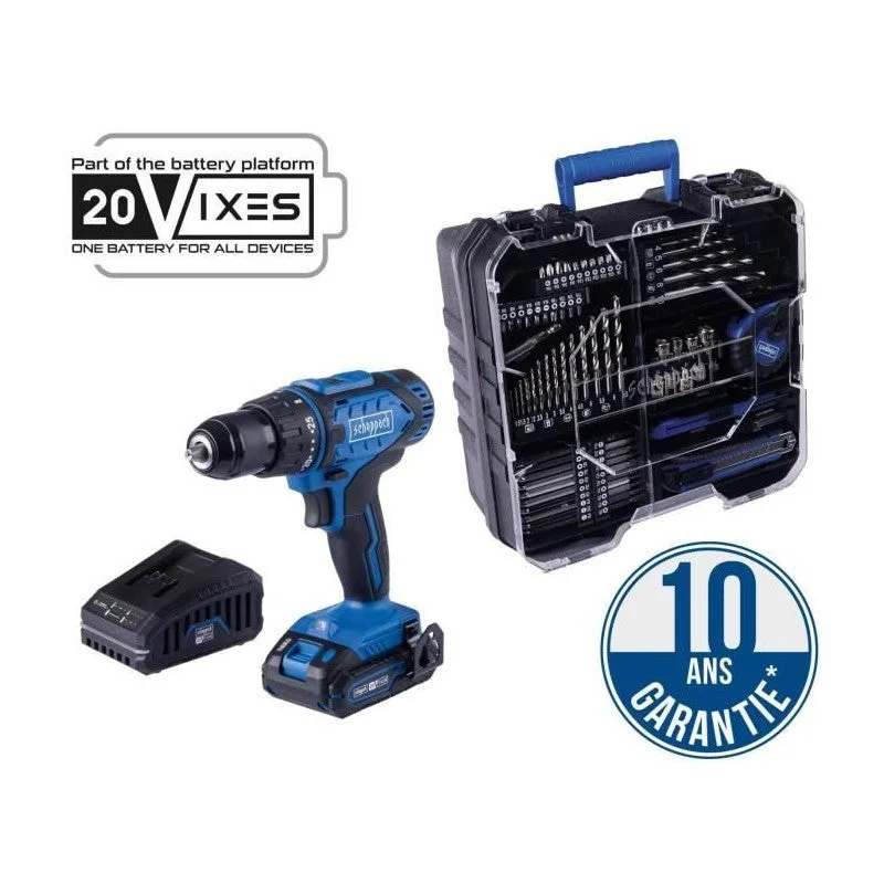 Taladro/destornillador inalámbrico ixes 20v + 1 batería de 2 ah, cargador, caja con 74 accesorios - c-dtb74/1-x