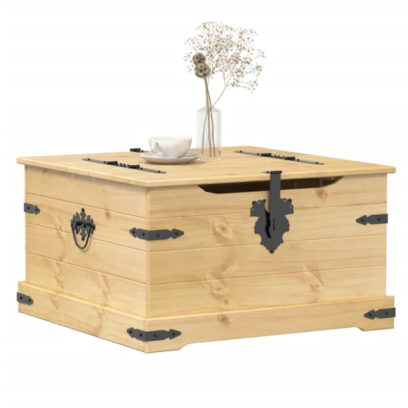 Caja de almacenamiento corona 78x78x45 cm madera maciza de pino