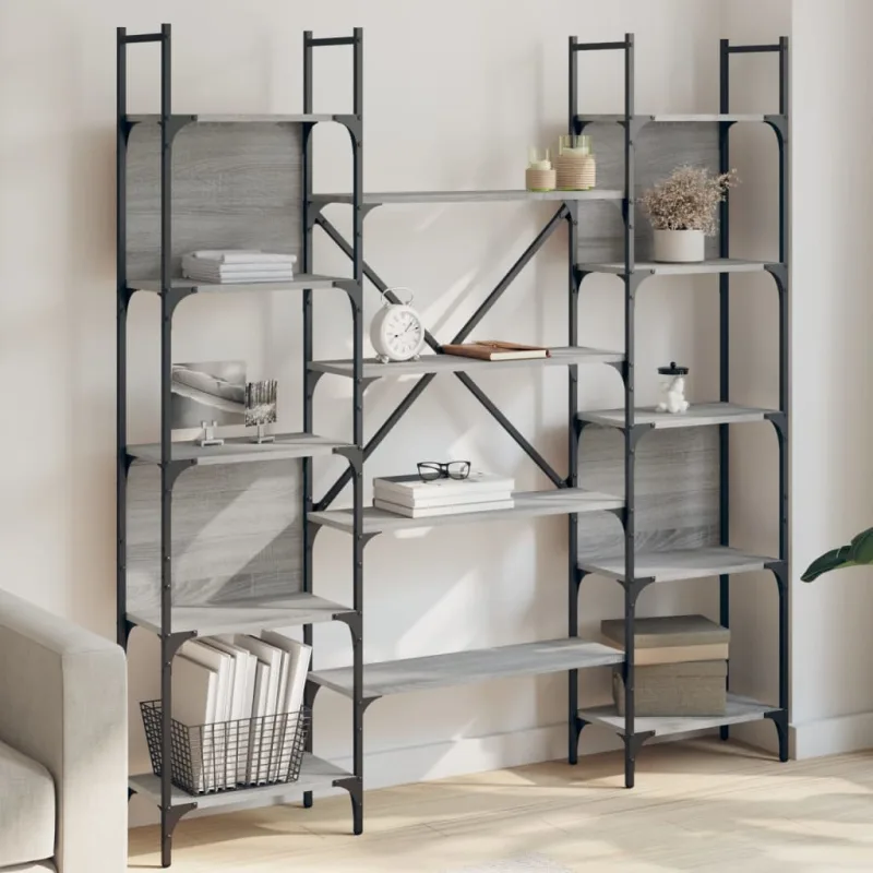 Librería sonoma gris, 155,5 x 24 x 166,5 cm, madera de ingeniería. - pangivo