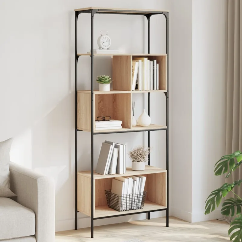 Librería sonoma de roble de 5 niveles, 76 x 33 x 188,5 cm - pangivo