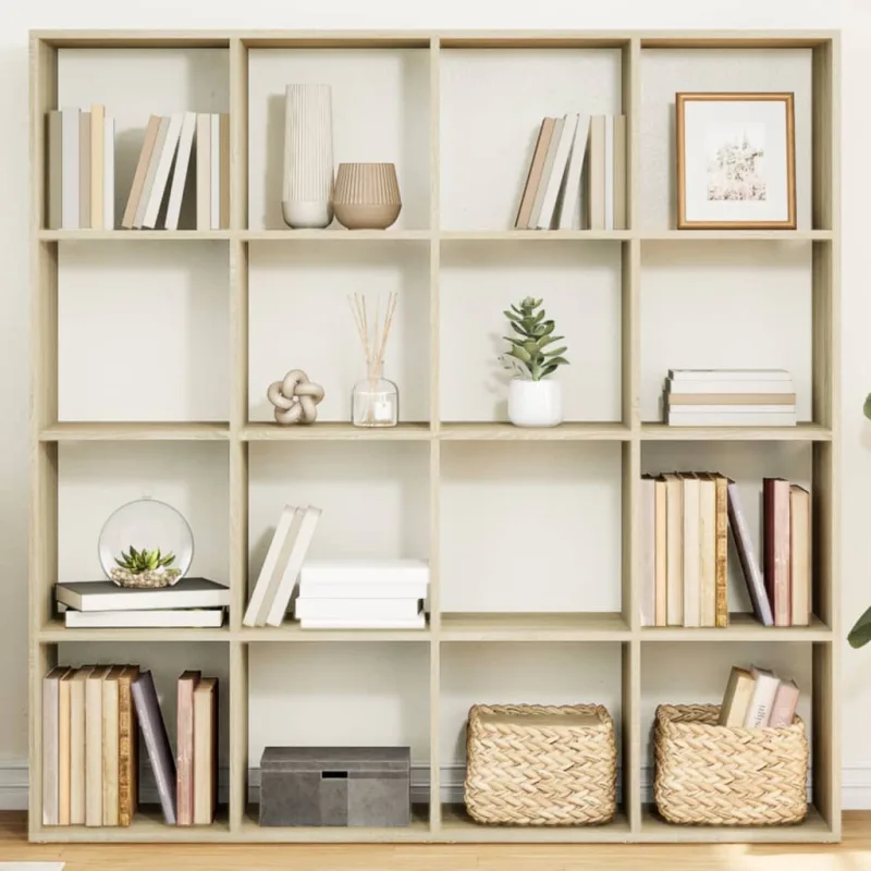 Librería sonoma de roble, 137,5 x 29 x 137,5 cm, madera de ingeniería. - pangivo