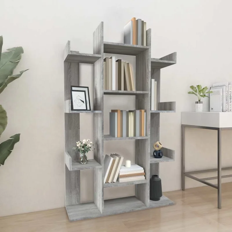 Librería sonoma, gris, 86 x 25,5 x 140 cm, madera de ingeniería. - pangivo