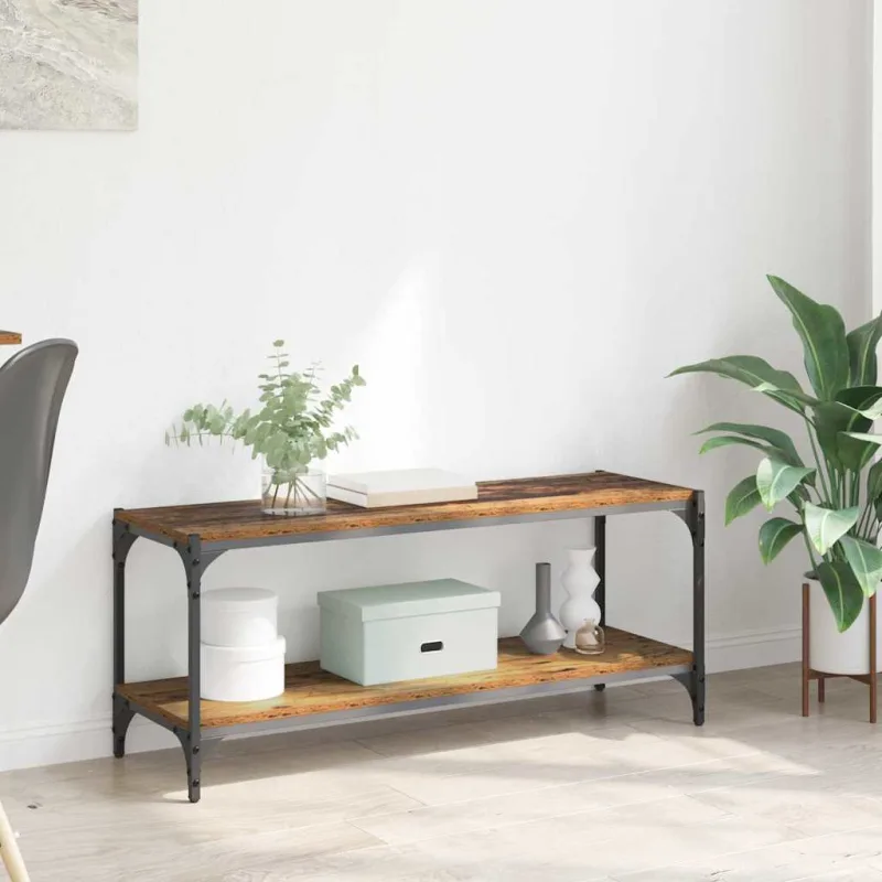 Mueble de tv antiguo de madera, 100x33x41cm, madera de ingeniería y hierro. - pangivo